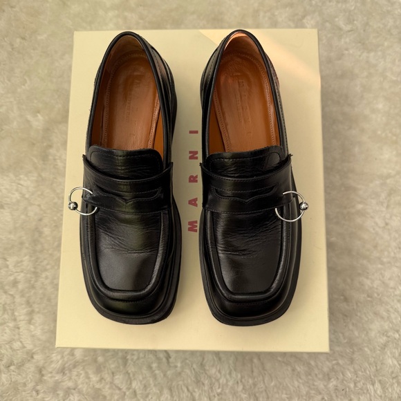 MARNI BLACK PIERCING LOAFERS IN SIZE 37.5 - Picture 3 of 13